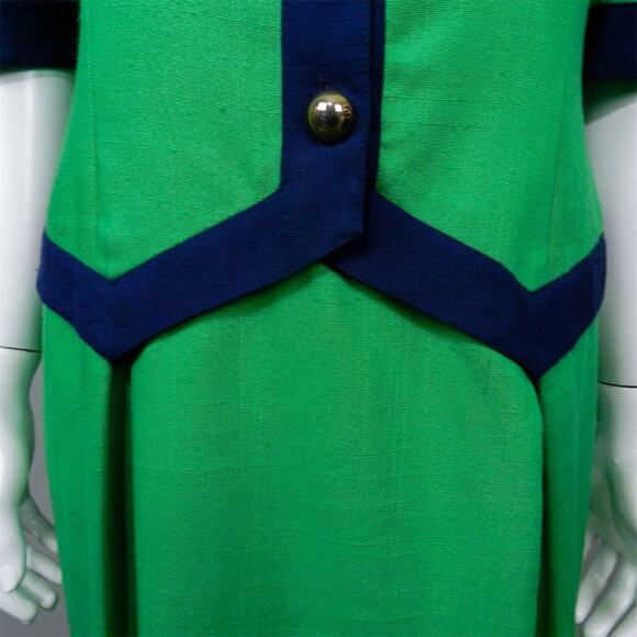 Vintage 80s Dress David Warren Women’s Size 10 Green Retro Twee Preppy Career - Picture 4 of 11